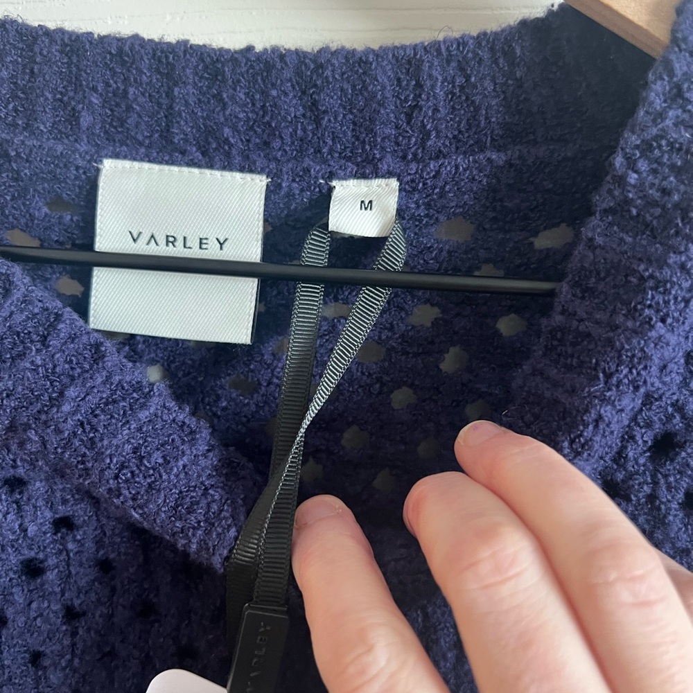 Varley Navy Textured Knit Sweater